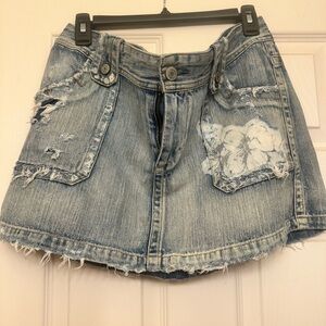 American Eagle Denim Distressed Mini Skirt